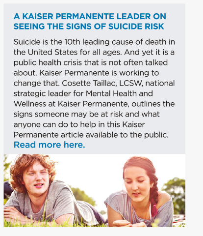 A Kaiser Permanente Leader on Seeing the Signs of Suicide Risk