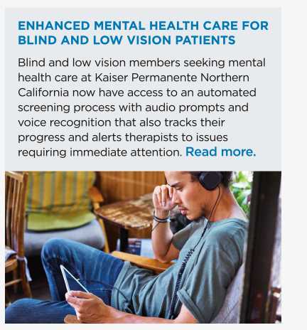 Enhanced Mental Health Care for Blind and Low Vision Patients
