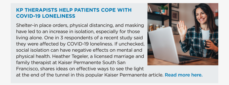 KP therapists help patients cope with Covid-19 loneliness