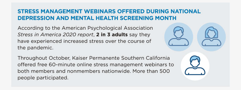 Stress Management Webinars Offered During National Depression and Mental Health Screening Month