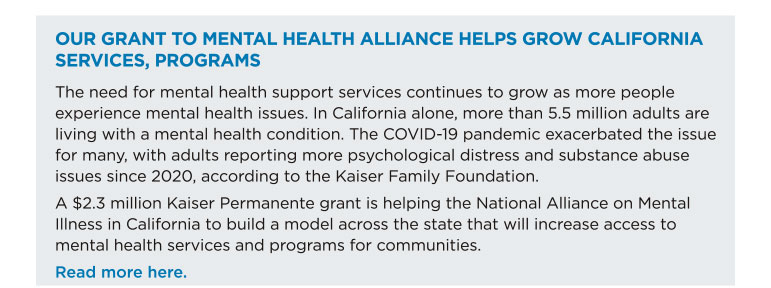 OUR GRANT TO MENTAL HEALTH ALLIANCE HELPS GROW CALIFORNIA SERVICES, PROGRAMS