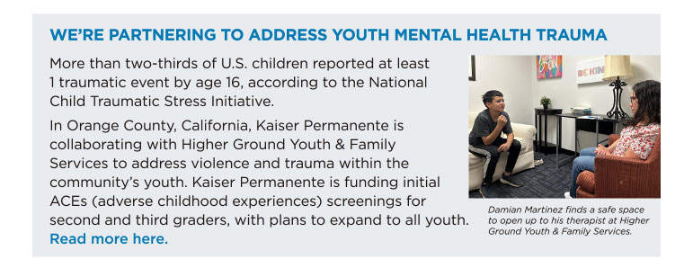 WE’RE PARTNERING TO ADDRESS YOUTH MENTAL HEALTH TRAUMA