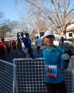Tupper at the Davis Stampede, her first half marathon in 2013 