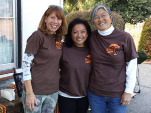 Huldah Cannon LCSW, East Bay Hospice social worker, Hygeia Mejia, RN, East Bay Hospice nurse, and Janice Azebu D.O, East Bay Hospice medical director, at last fall’s Laikipia Hospice Project walkathon.
