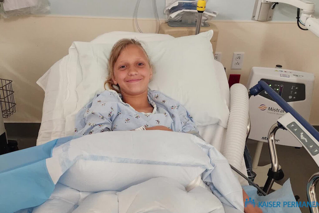 girl in hospital bed