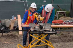 Pamela Brotherton-Sedano helps build a home in Hayward as part of with Habitat for Humanity East Bay/Silicon Valley Board build in 2026.
