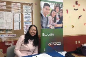 Dr. Winnie Xu volunteered at a health fair in October 2019 health fair in Chinatown.